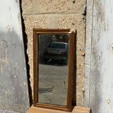 Miroir ancien en bois et stuc doré forme allongée moulure fine
