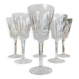 6 cut crystal red wine glasses, French