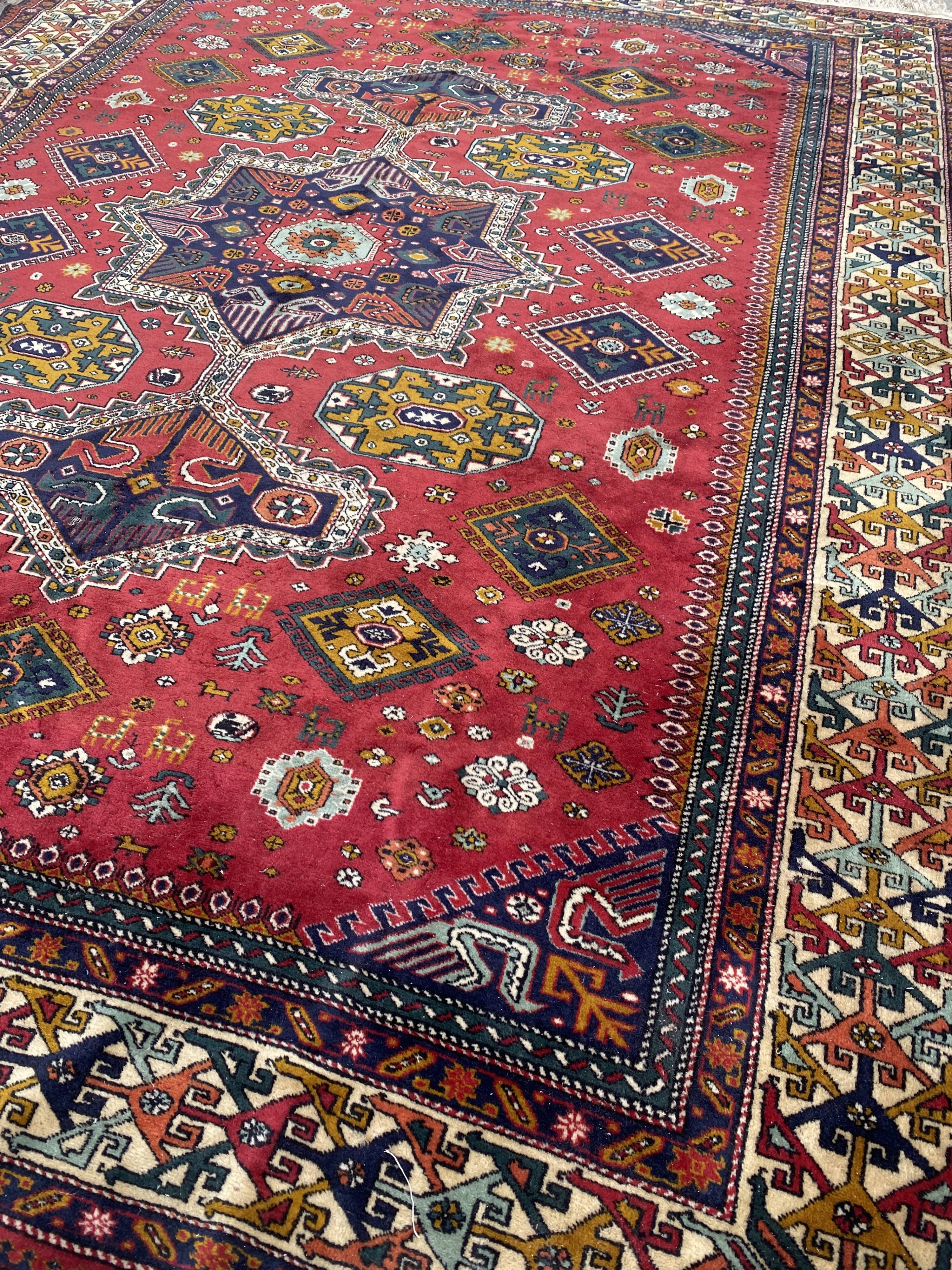 Nice large vintage carpet chirwan Azerbaijan handmade 234x310 cm