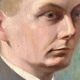 Old portrait in oil on panel 1920, vintage painting of a man signed Cagnet