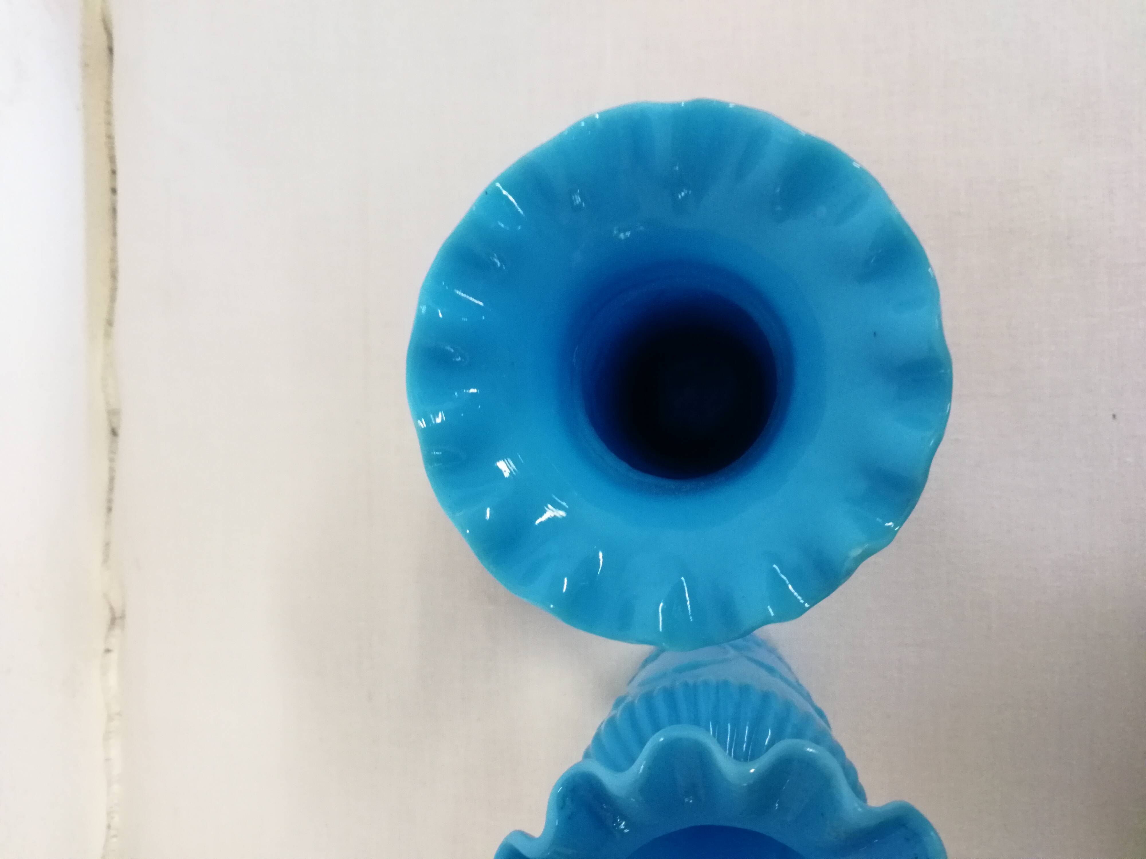 Pair of Small Blue Opaline Vases