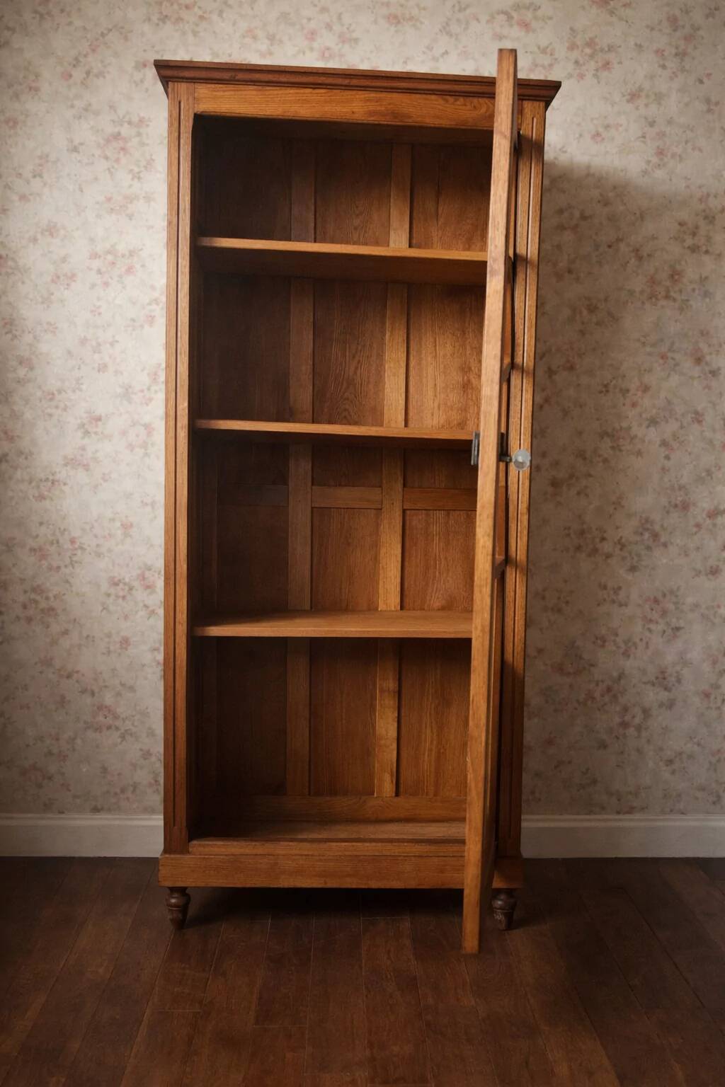Small Parisian glass-fronted cabinet in fine oak from the late 19th century – a timeless ally for small spaces.