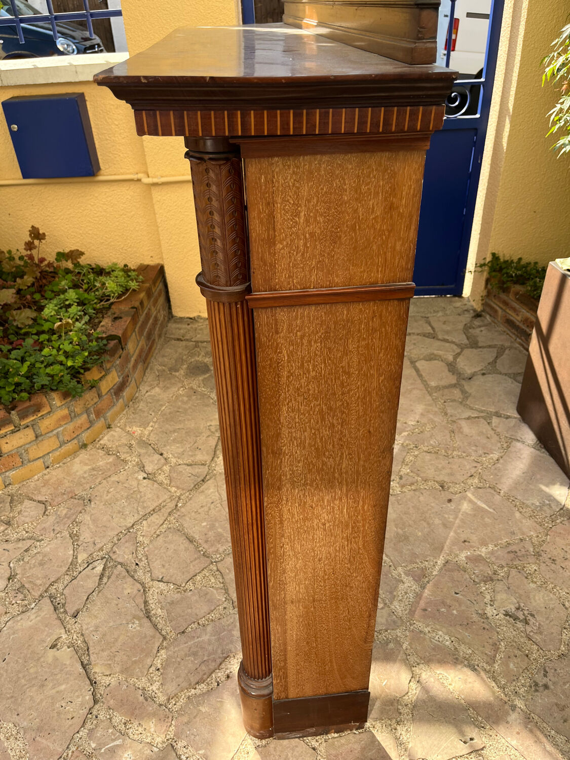 Wooden fireplace mantle