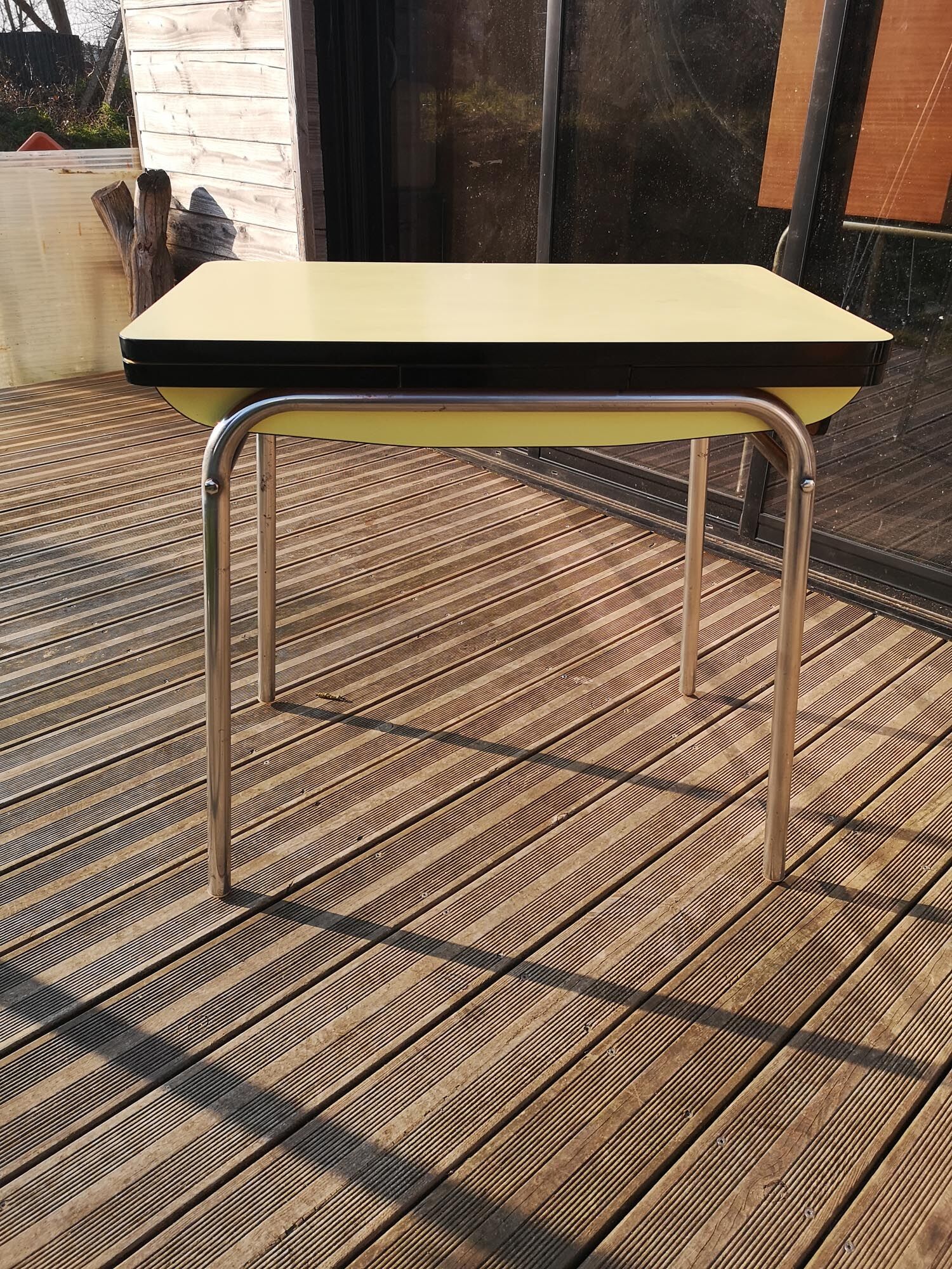 Lemon yellow formica table and chair
