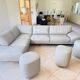 Roche bobois evidence corner sofa medium grey and 3 poufs