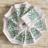 Large tablecloth and its 10 old napkins embroidered with cross stitch - 210x120 - cotton