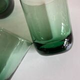 Set de 7 verres gobelets XXL en verre vert 1960