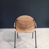 Mid-Century Modern Rattan Armchairs, France, 1950s, Set of 2