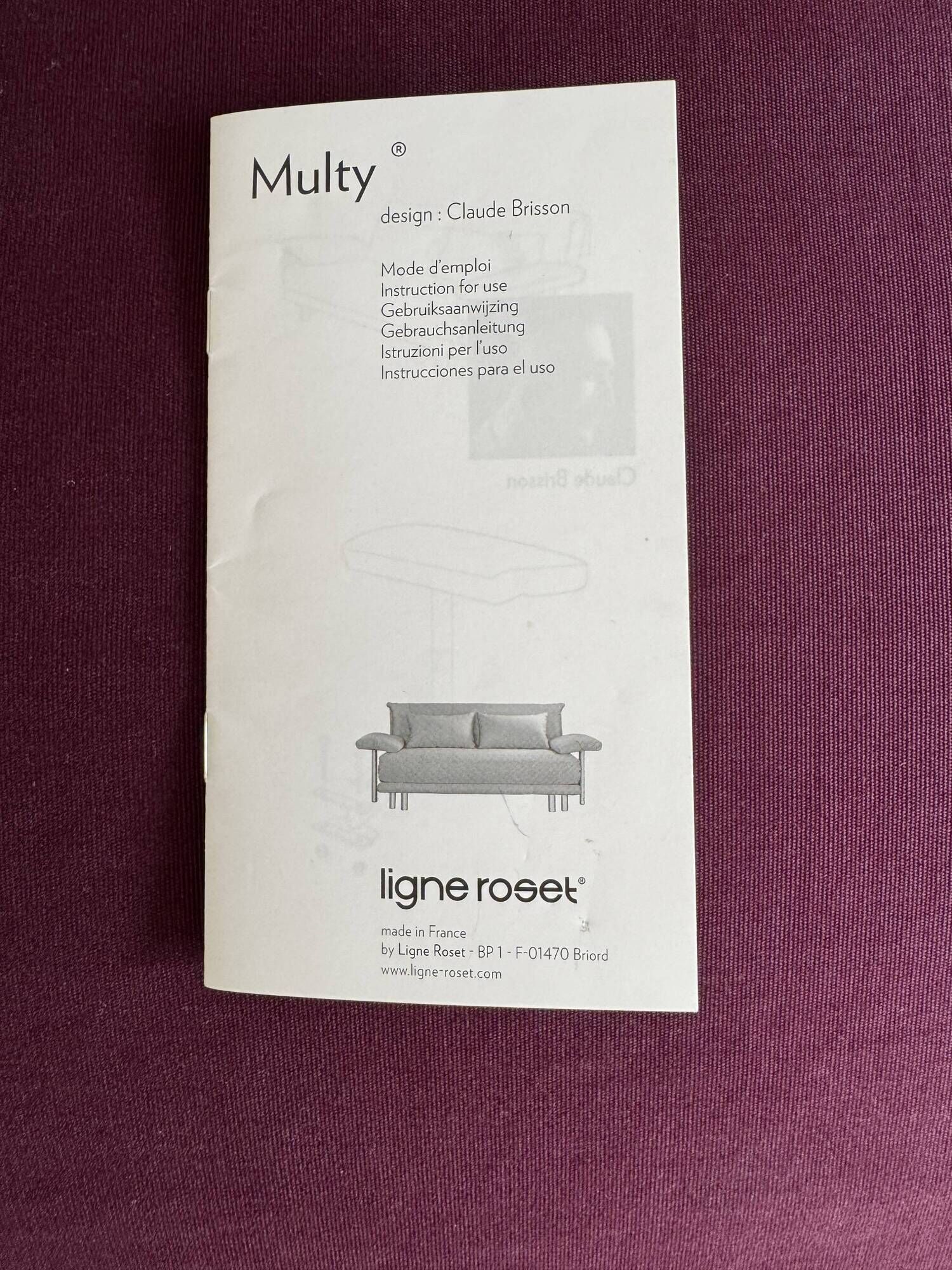 Ligne Roset (Multy Claude Brisson) - 3-seater - with armrests - colour cassis