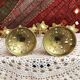 Pair of candlesticks 3 branches golden brass