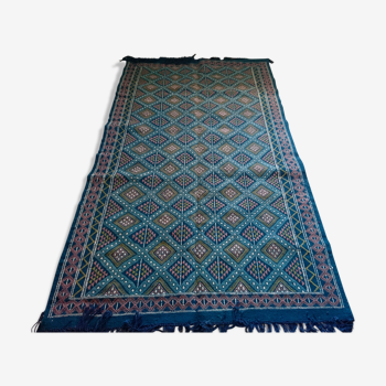 Berber carpet handmade multicolored wool 146 x 260 cm