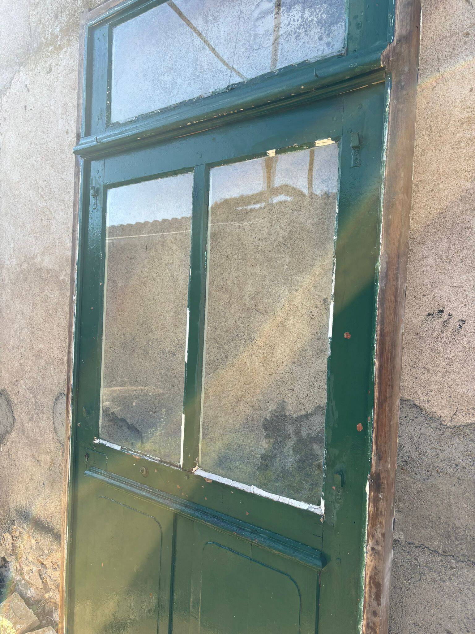 Antique glass door with frame
