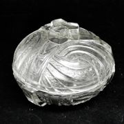 Art Deco bonbonniere, pressed glass, Hortensja Glassworks, Poland, 1950s