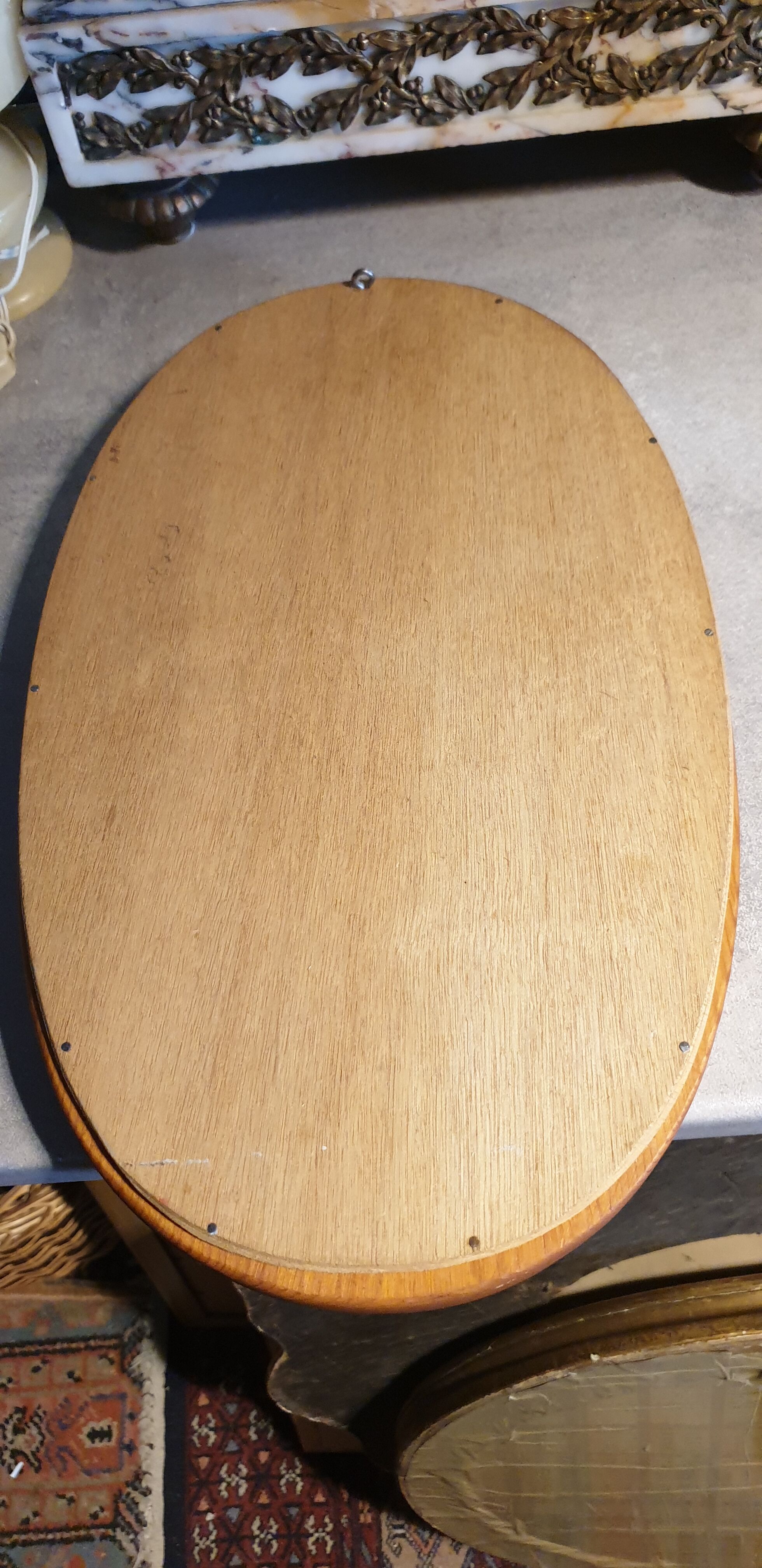 Oval solid wood mirror