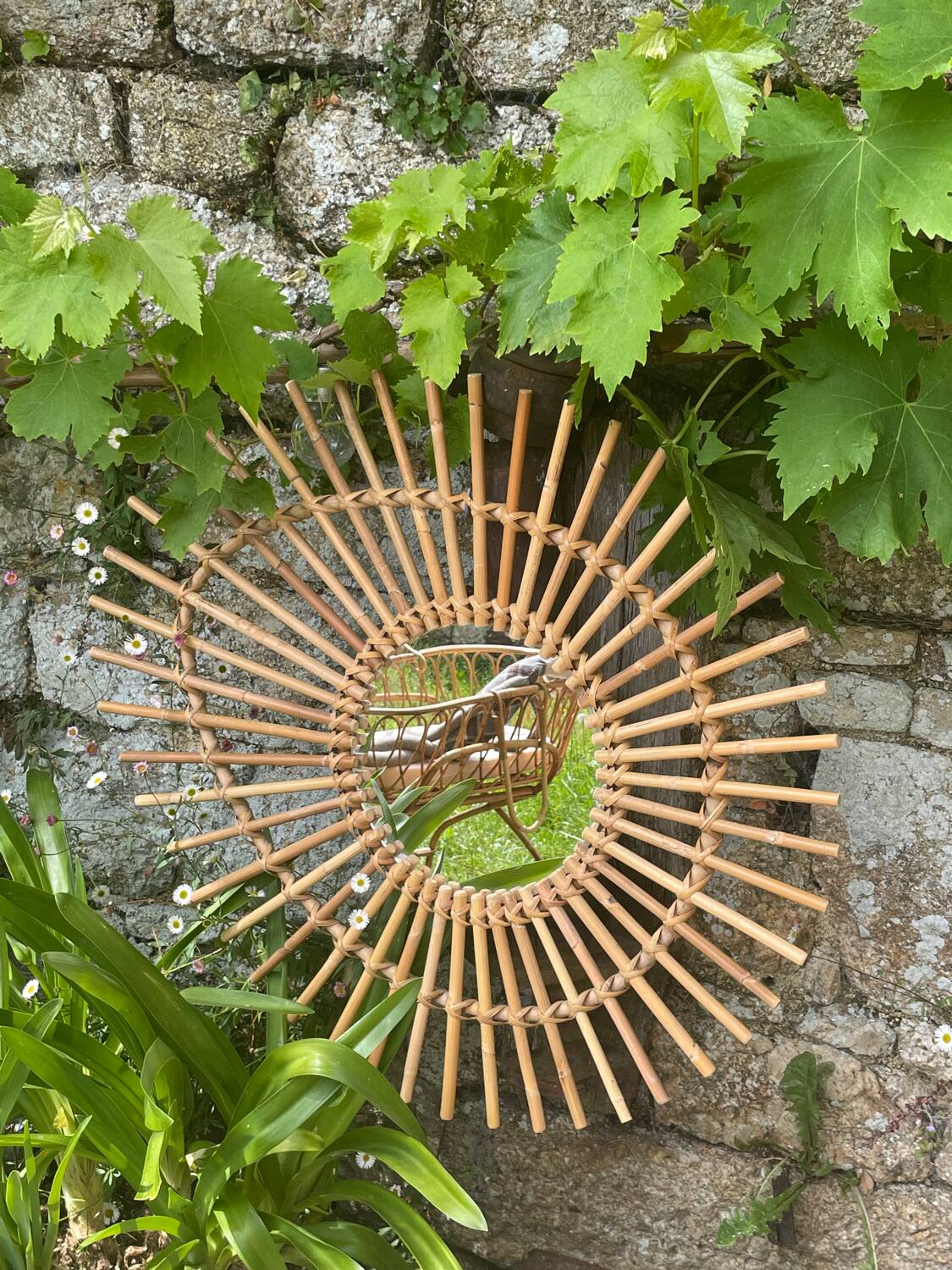 Rattan sun mirror 70'