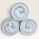 Set of three round wall/ceiling lights in moulded glass.
