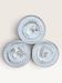 Set of three round wall/ceiling lights in moulded glass.