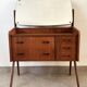 Vintage Danish teak hairdresser from the 1960s stamped Ag Spjel Kobber.