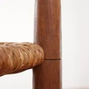 Dutch oak ladderback armchair with rush seat – 1950s