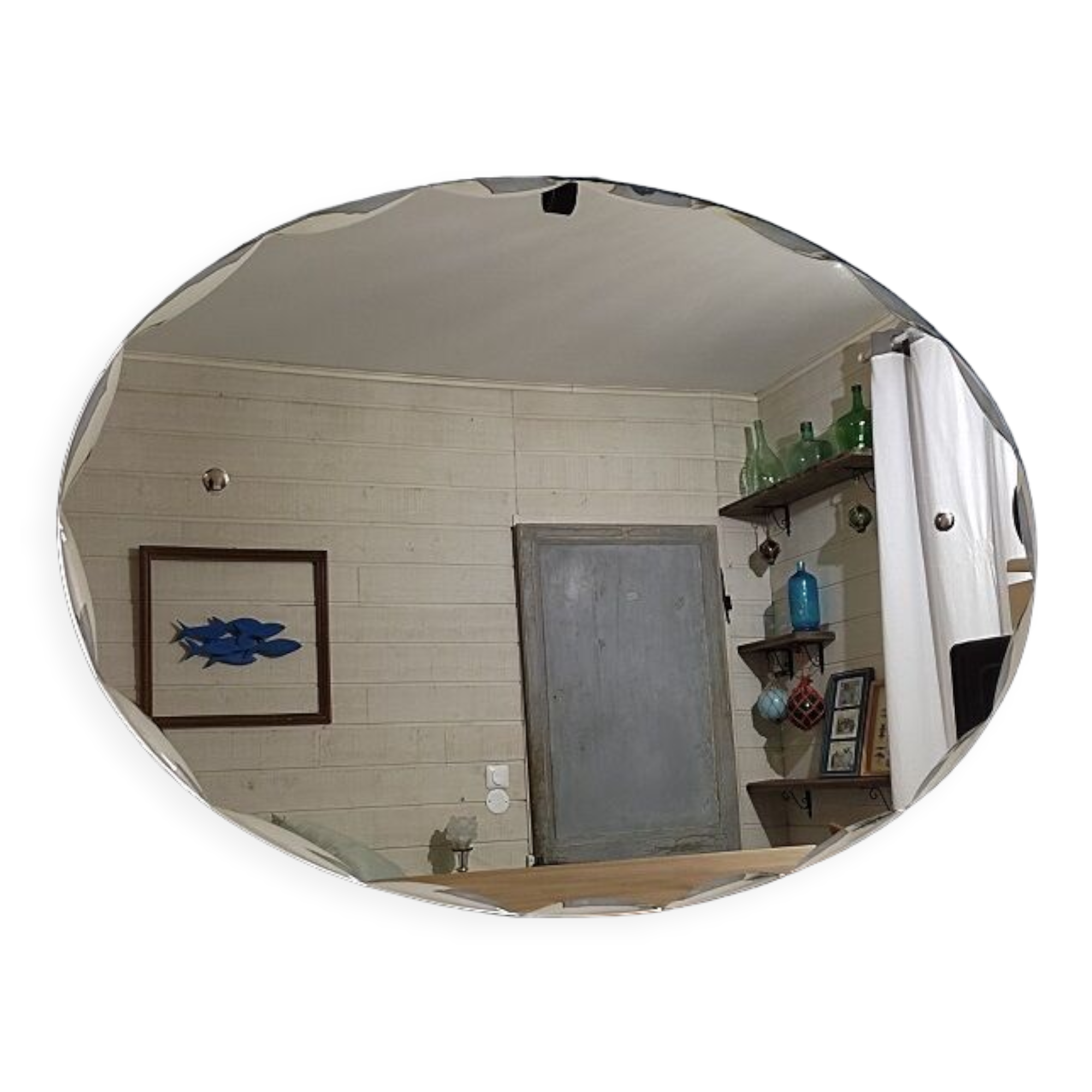 Oval mirror beveled art deco Dp 012387