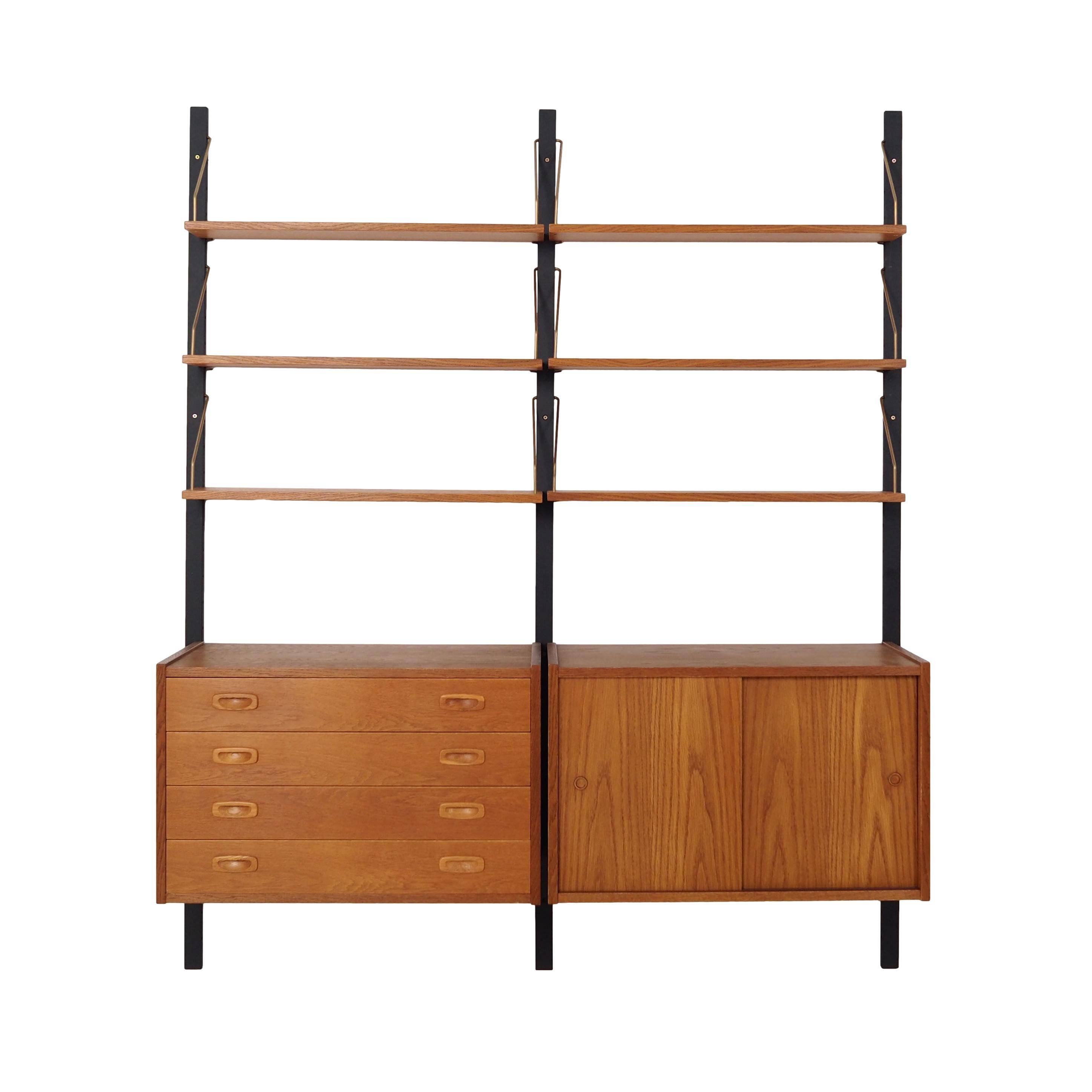 Oak system library, PS system, Danish design, 1960s, production: Rander