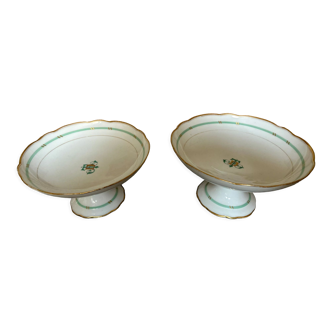 Set of 2 compotier in porcelain of Paris circa 1860