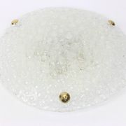 1 of 4 large round glass ice Murano ceiling lights by Hillebrand, Germany, 1970s.