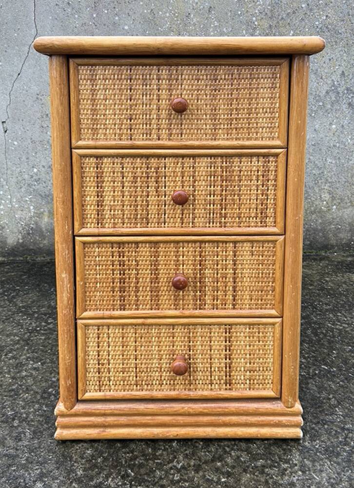 Maugrion weekly planner for Roche Bobois, wood and rattan, 1980s
