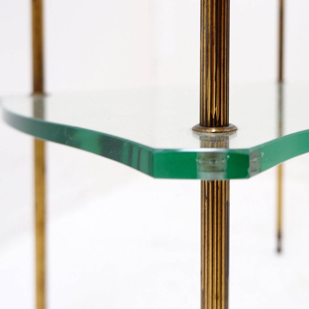 Brass side table with double glass top Maison Jansen Style - Circa 1940