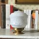 Art deco table lamp in white clichy glass