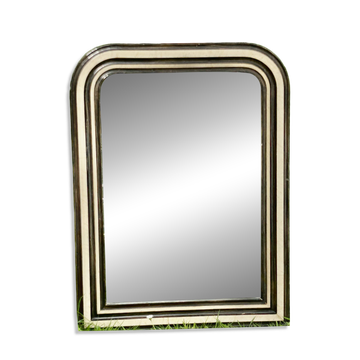 Louis Philippe mirror, wood and stucco with faux wood decoration. 19th century. 56 x 74.