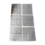 6 antique checkered napkins