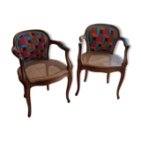 Pair of two wax back and cannage seat