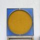 Pair of antique blue and yellow stained glass windows