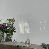 Flat silver metal tray with duck and toast