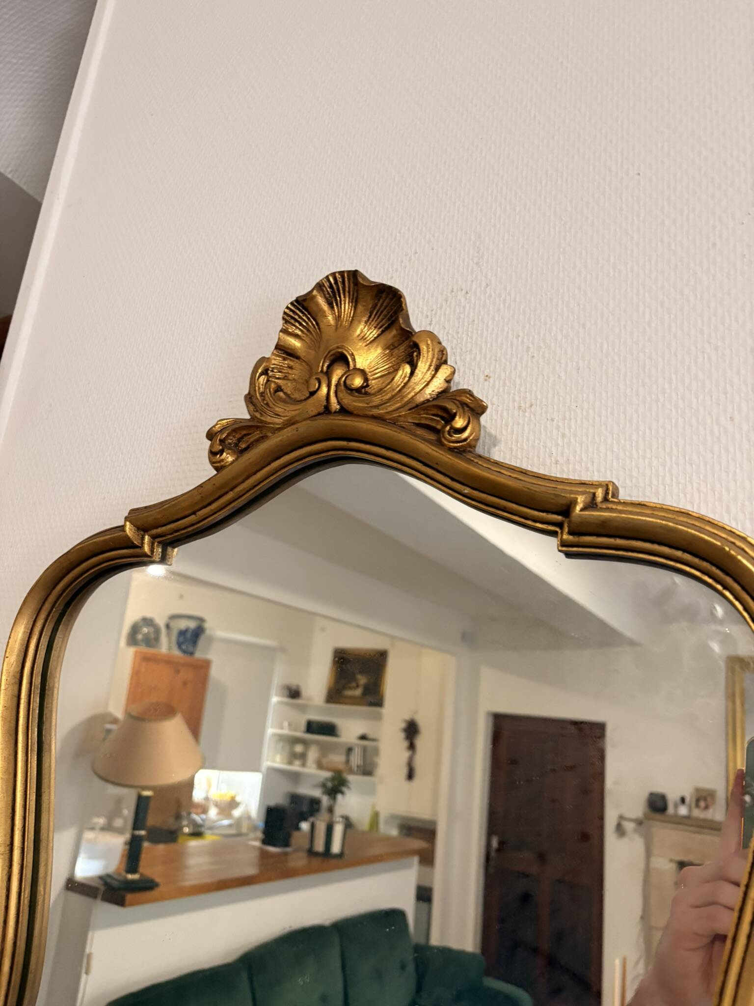 Antique Oval Wall Mirror Gold Louis XV Style Rocaille Rococo 78m