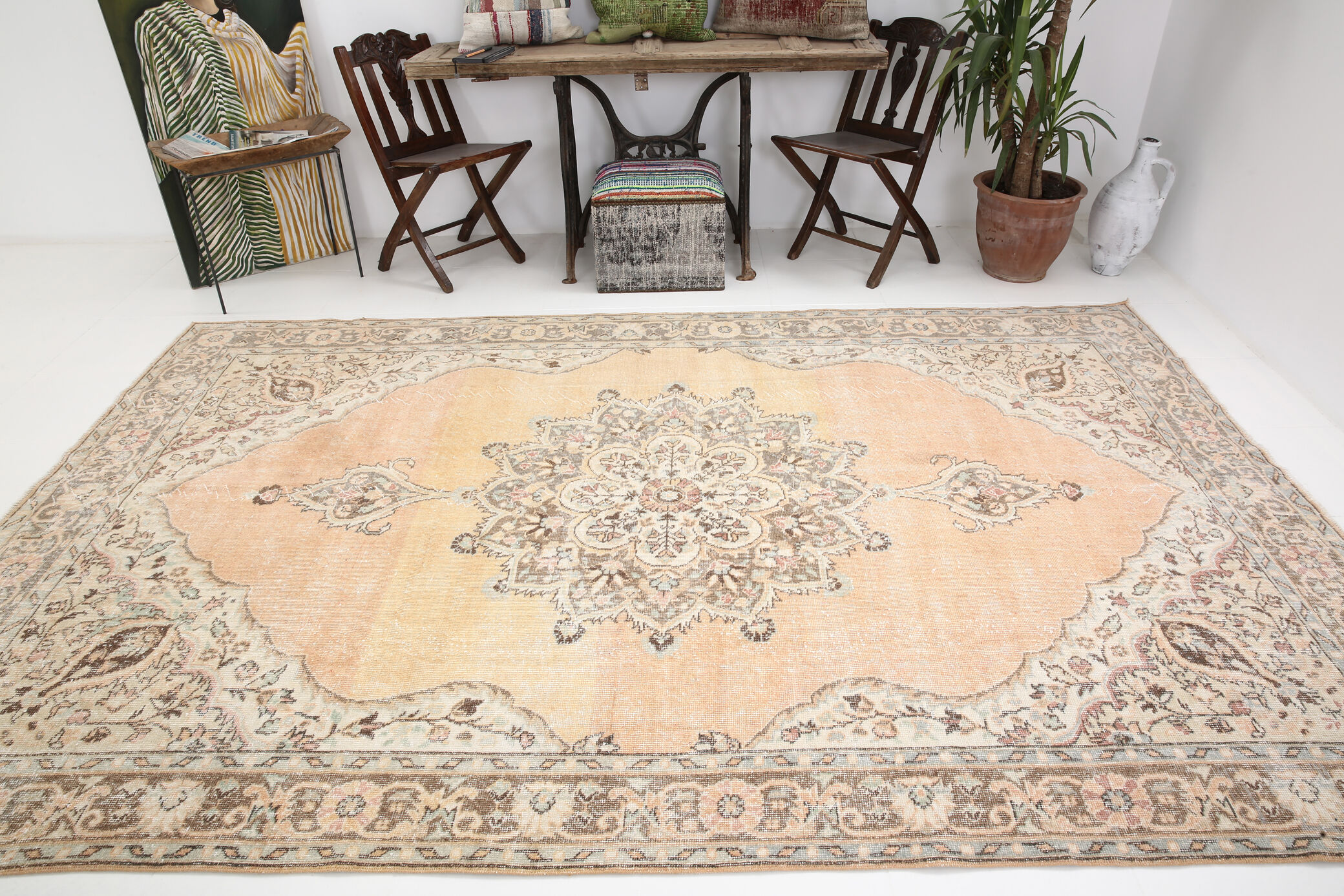 7x11 classic turkish vintage rug, vintage carpet rug 331x205cm