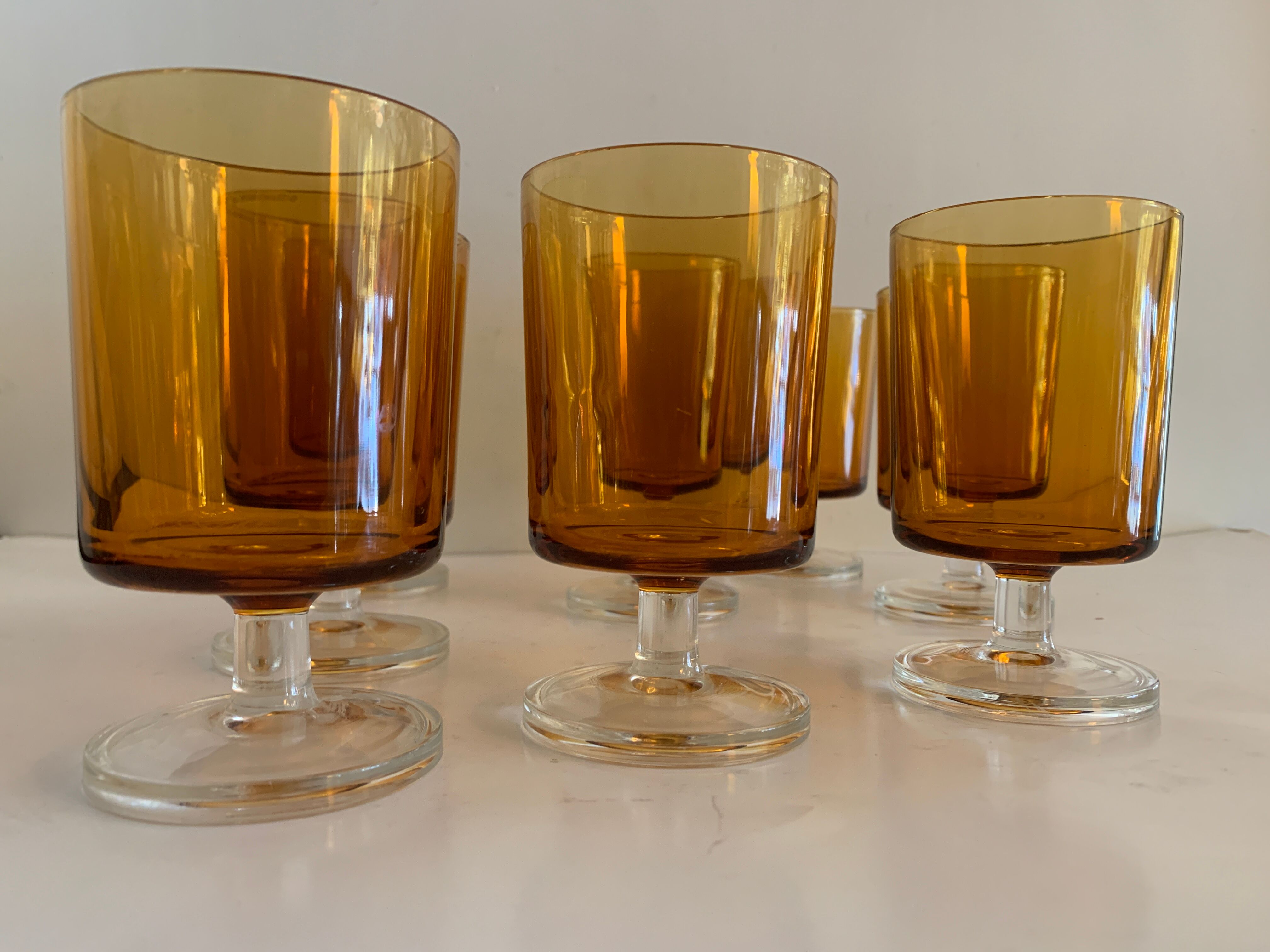 8 orange-yellow glasses Luminarc France