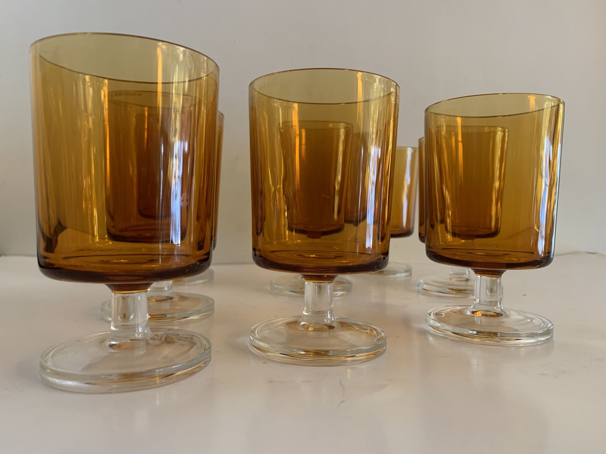 8 orange-yellow glasses Luminarc France