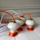 Set of 4 suspensions tulips in opaline orange gradient thread orange and white 70s