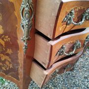 Louis xv style marble top marquetry chest of drawers