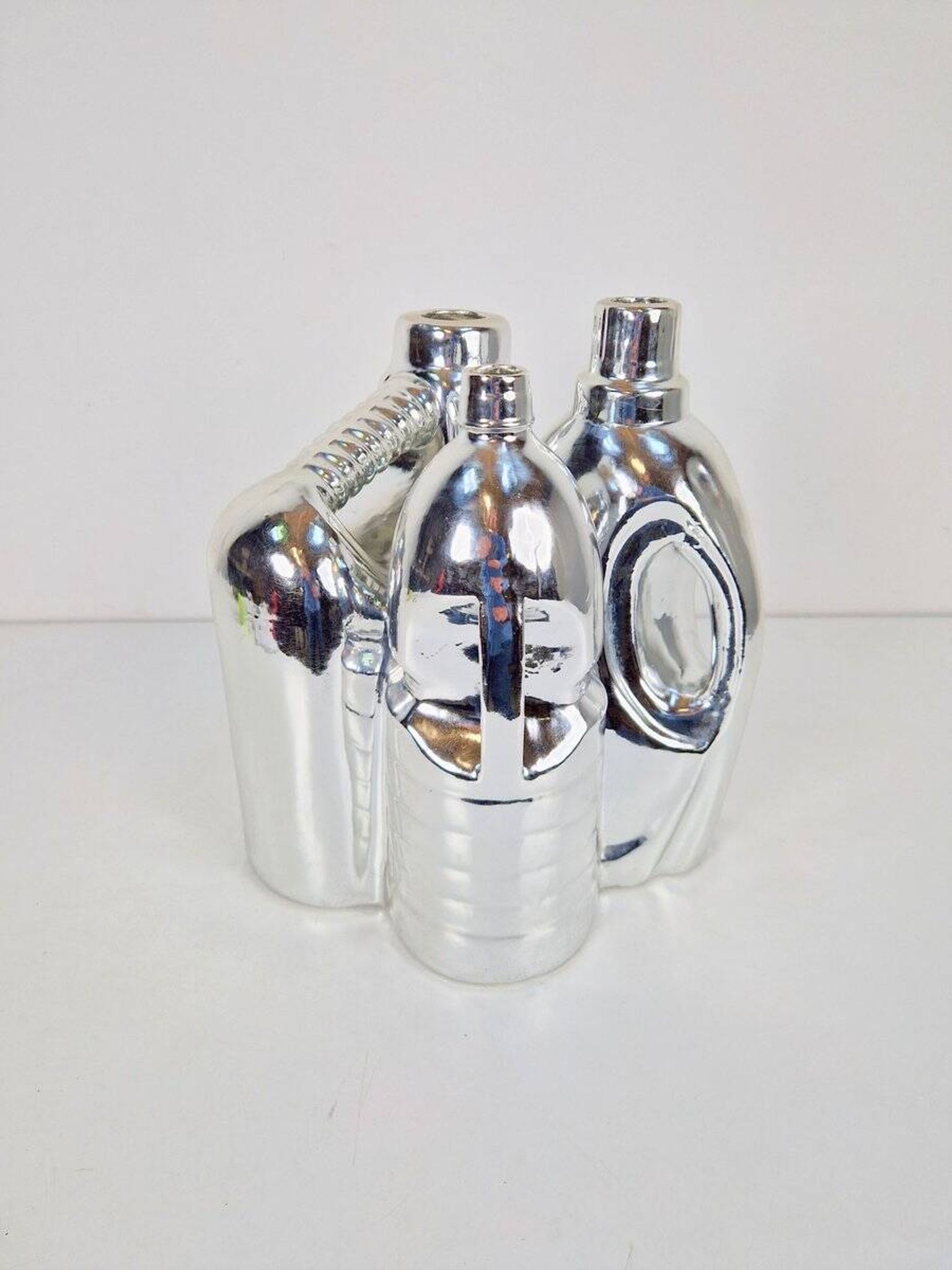 Silver Ceramic Vases and Cleaning Bottles from Pols Potten, 1990s, Set of 3