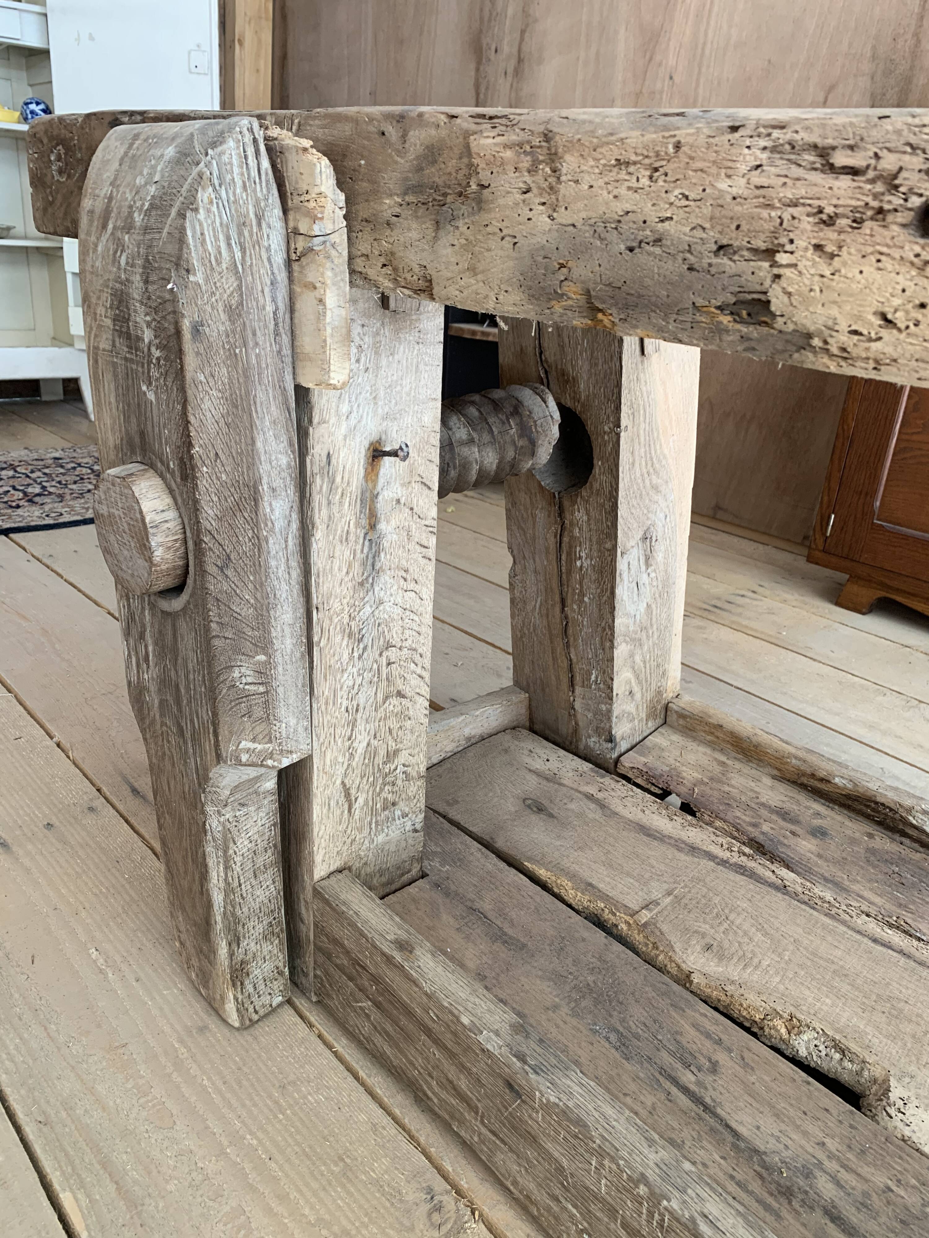 Oak and walnut workbench