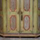 European Hand-Painted Wardrobe in Solid Oak circa 1800