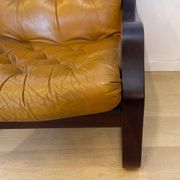 Fauteuil danois en cuir coloré, années 1970