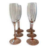 set of 6 vintage pink luminarc champagne flutes