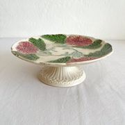 Antique compotier in slip decoration of chrysanthemums Onnaing late nineteenth