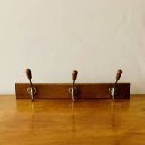 Portemanteau mural vintage en bois - triple patère
