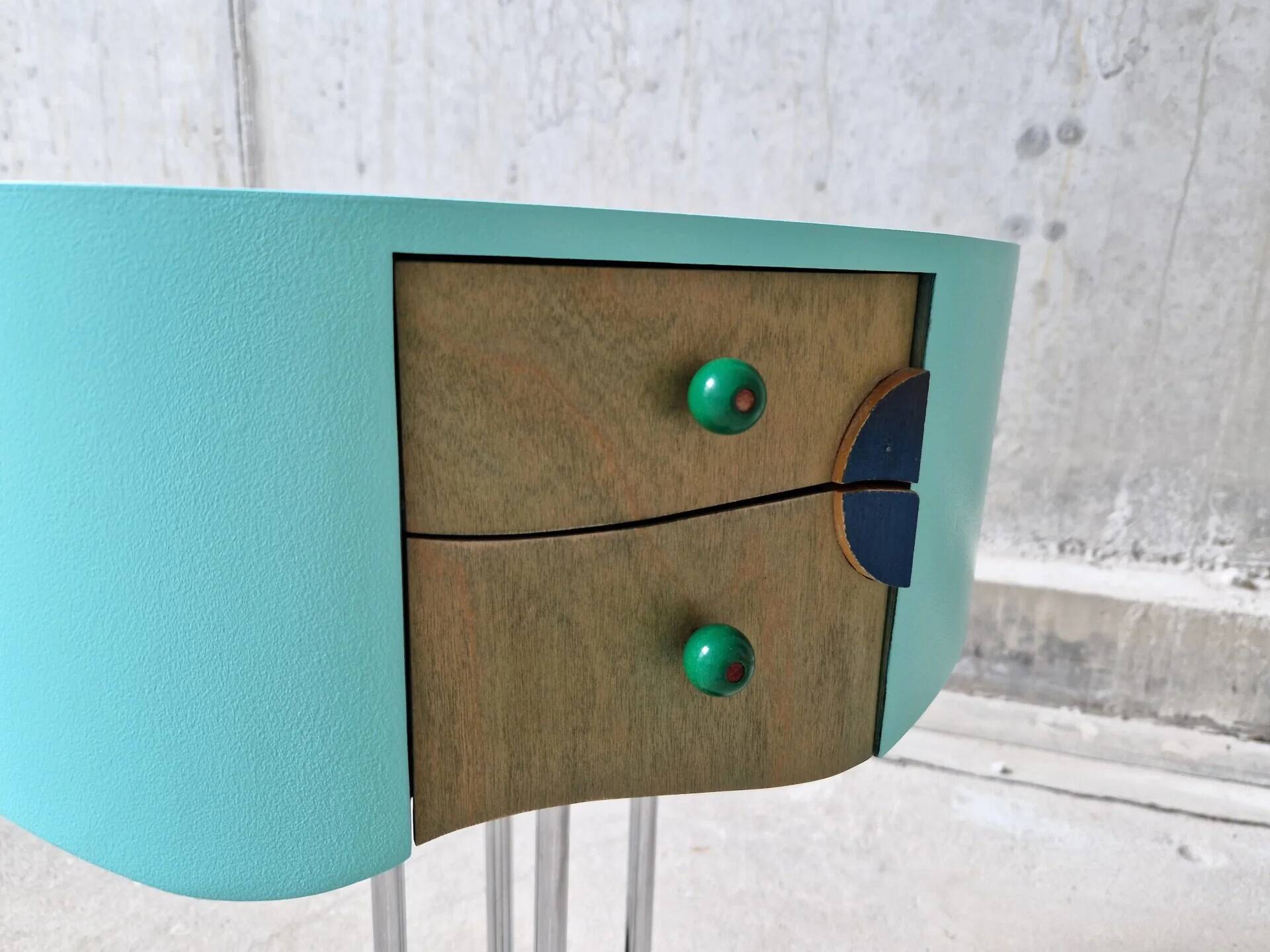 Pair of postmodern Memphis Milano style side tables, 1980s