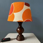 Lampe de table vintage Space Age avec abat-jour textile orange